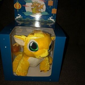 Golden Dragon Plush with Green Eyes